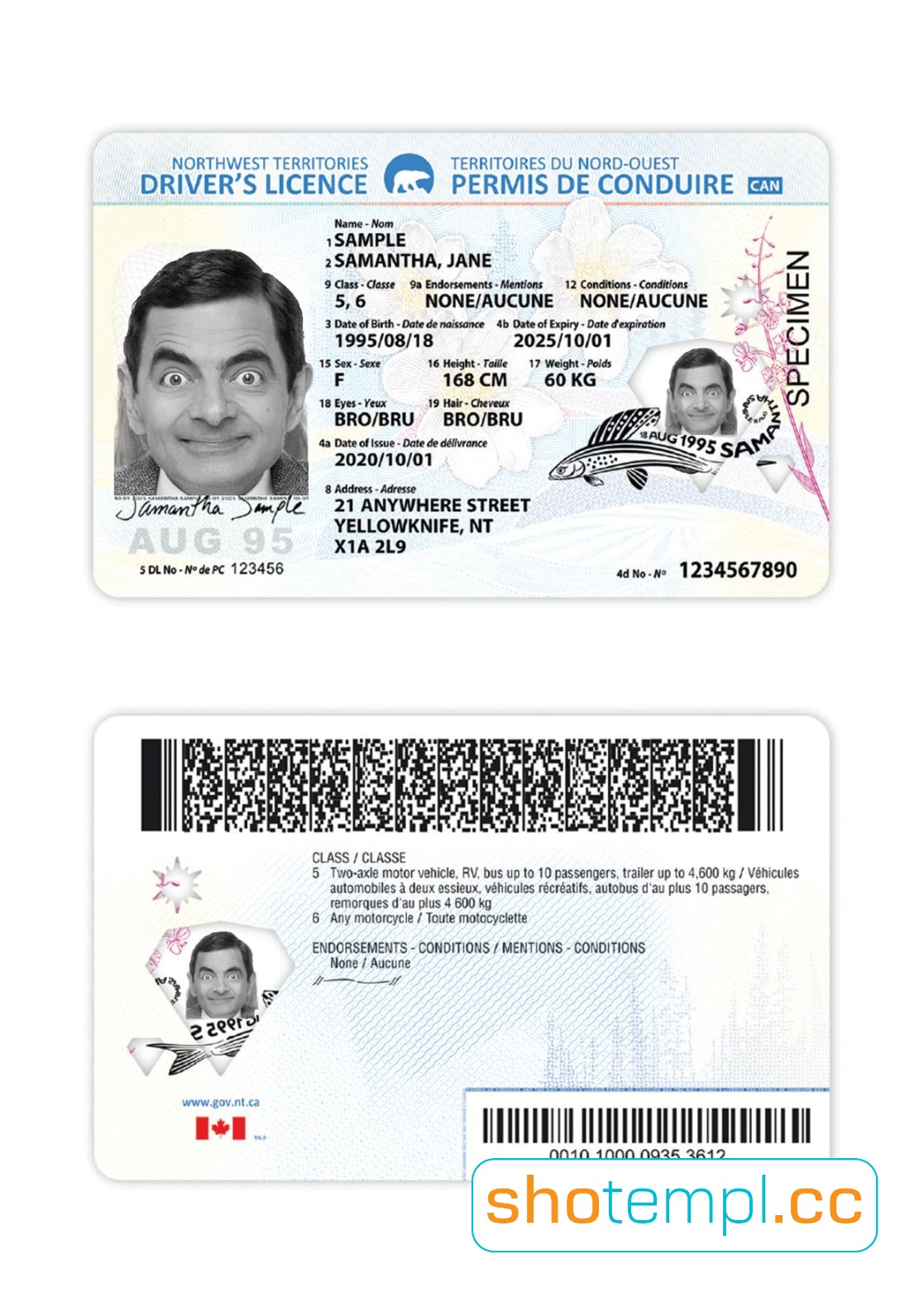 Canada NorthWest Territories Driver License PSD Template